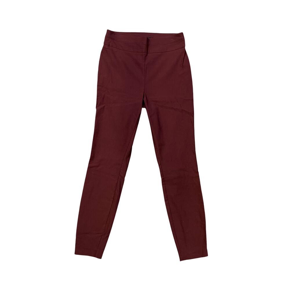 7th Avenue Design Studio Pants Womens M Medium Burgundy Skinny Ankle Zip Fly